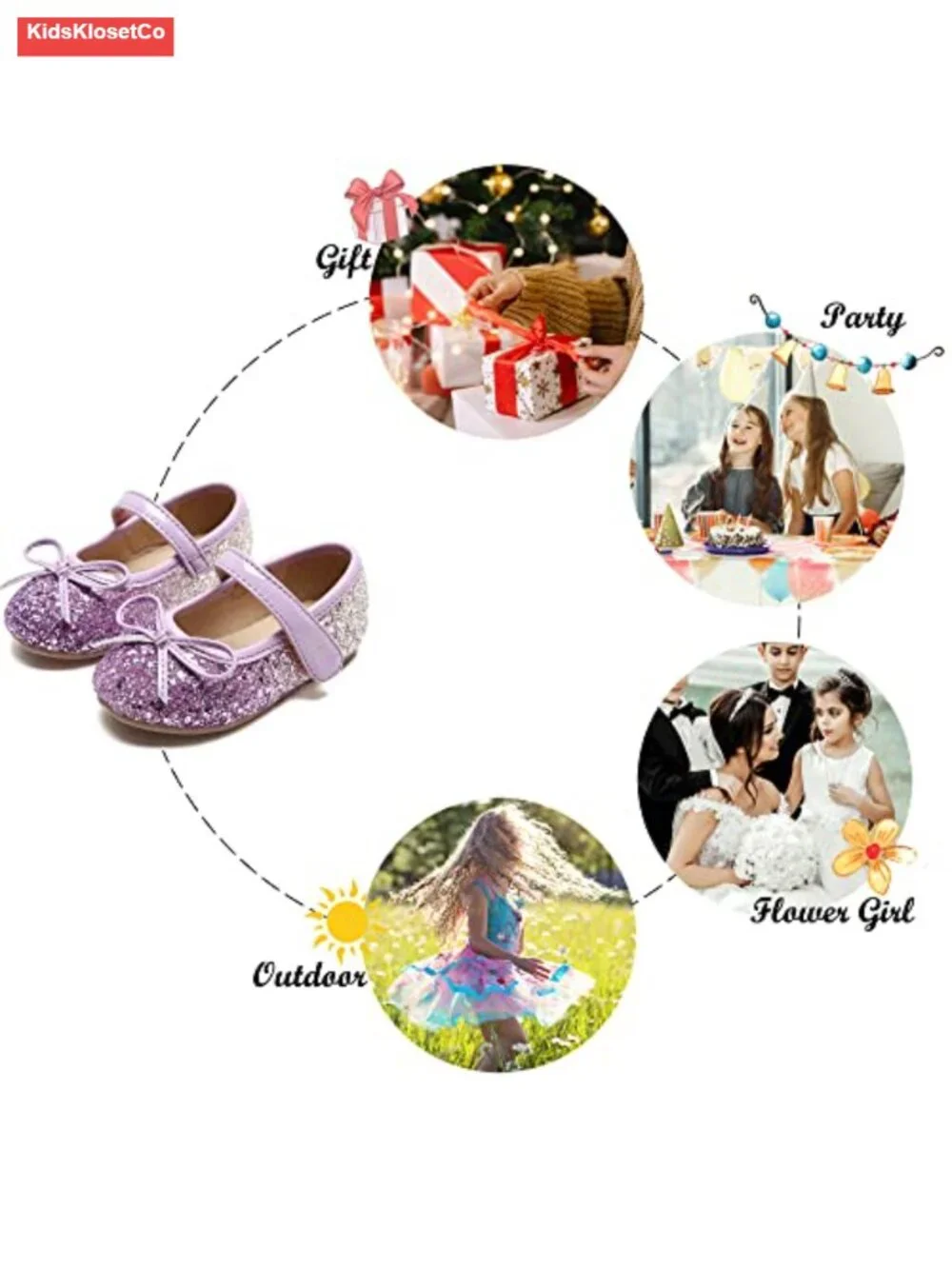 Toddler Girls Ballet Flats Party Shoes Wedding Dress Shoes Non-Slip Lightweight